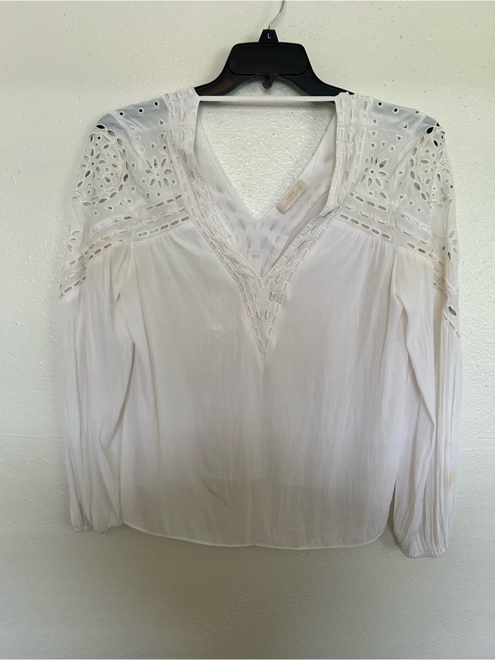 Women White Eyelet V-Neck Blouse